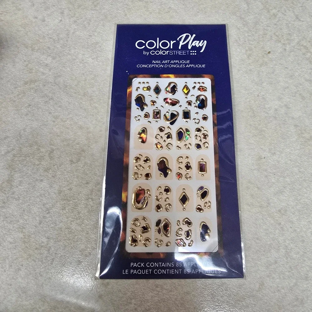 Color Street Color Play Nail Art Applique Tortoise Gold‎ Jewel 85 Count New